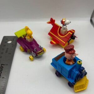 Vintage Peanuts Snoopy, Woodstock, Charlie Brown Vehicle set of 4 McDonanlds